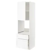 METOD / MAXIMERA hi cab f ov w dr/2 frnt/1 m/1 h drw, white Enköping/white wood effect, 60x60x200 cm