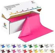 JSQBSECL 54 Inch X 200 Feet Plastic Table Cover Roll with Convenient Slide Cutter, Disposable Plastic Table Cloth Roll with Cut-to-Size Design for Weddings, Banquets, Parties (Fuchsia)