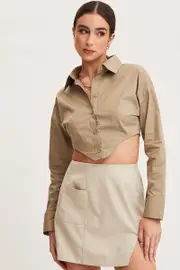 Green Shirt Top Long Sleeve Collared - Size 14, Women's Shirt