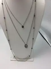 Lucky Brand Silvertone Hamsa and Crystal Fireball Lucky LayersNecklace F-33