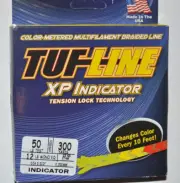 tuf-line xp indicator braided fishing line color-metered 50lb 300yds