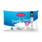 2pc Tontine WHT Simply Living Cotton Pillow 46x72cm Home Bedding Medium Profile
