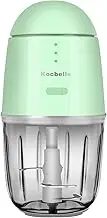 Kocbelle Food Processor,Cordless Small Food Processor & Portable Mini Food Chopper for Vegetables Fruit Salad Onion Garlic,Kitchen,1.3Cup 10 0z,150 Watts,Glass Container Dishwasher Safe,Green