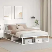 Bed Frame without Mattress White 137x187 cm Double Metal