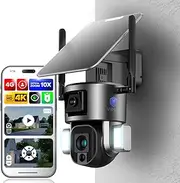 4G Security Camera 2 Cameras Dual 10X Optical Zoom 4K Live Monitoring Solar Outdoor Wireless Battery Home AI Human Detection Sensor