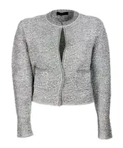 Fabiana Filippi Lurex Knit Tweed Cardigan IT40 Grey Silver