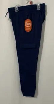Wonder Nation Boys Navy Blue French Terry Cargo Joggers Pants W/Pockets Size 8