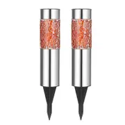 Solar Firework Light 2Pcs Solar Mosaic Lamp Ground Light Patio Stake Walkway Outdoor Garden Decor -Orange