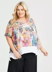 ts Taking Shape Top Size 18 Sunset Layer Chiffon Luxe style NWT