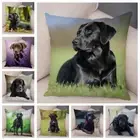 Black Labrador Dog Cushion Cover for Sofa Cute Pet Animal Printed Pillowcase