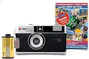 AgfaPhoto Analogue 35 mm 1/2 Format Photo Camera Black in Set with Colour Negative Film + Battery + Negative + Image Development by Post