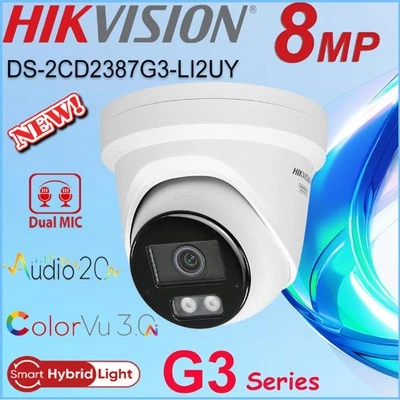 Hikvision AcuSense3.0 4K 8MP DS-2CD2387G3-LI2UY CCTV Camera ColorVu 3.0 Dual MIC