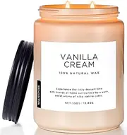 M&SENSE Vanilla Soy Candles, Large 2 Wick Jar Candle 19.4oz, 110 Hours Burning Time, 100% Natural Organic Soy Wax, Relaxing Aromatherapy Scented Candle, Housewarming for Women and Men