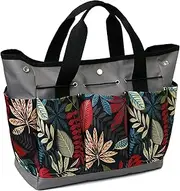 Garden Tool Tote with 9 Pockets Portable Garden Tools Handbag Ox Gardening Tools Hand Bag Storage Bag Organizer Grey