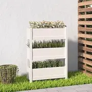 Raised Garden Bed, Elevated Planter Box Plant Container White 77x25x104.5 cm Solid Wood Pine