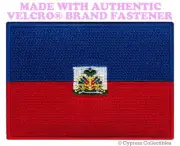 HAITI FLAG PATCH CARIBBEAN EMBROIDERED SOUVENIR EMBLEM w/ VELCRO® Brand Fastener