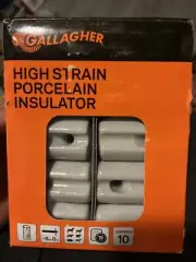 Gallagher G692034 10-Pack Porcelain Bullnose Electric Fence Insulator, White
