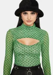 [AFRM] Vert Dawn Polka Dot Mesh Bodysuit