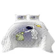 Cute and Funny Astronaut and Alien Dog Coverlet