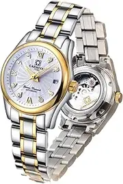[carlien] Women's Diamond Watch Automatic Mechanical Waterproof Ladies Gold Watches