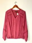 Lane Bryant Mauve V-neck Lace Bell Sleeve Boho Blouse 14 16 NWT
