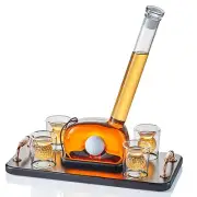 Golf Decanter Whiskey Decanter Set with 4 Golf Ball Shot Glasses - Unique Gol...