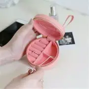 Lisa Angel UK Mini Round Jewelry Case Peach Pink For Travel In Purse Vanity