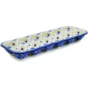Polish Pottery Egg Crate 13" Ceramika Artystyczna Choppy Waters