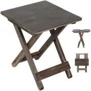 Small Patio Table, Outdoor Folding Side Table, Portable Square - Walnut - Set 1