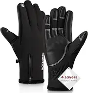 [Trifabricy] 10℉ Winter Ski Gloves for Men Women, Multi-Layer Waterproof Thermal Snow Gloves Cold Weather, Upgraded Touchscreen Gloves