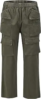 [Maiyifu-GJ] Men's Elastic Waist Cargo Pants Lightweight Casual Outdoor Military Pants Multi Pockets Outdoor Army Trousers