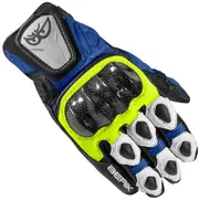 Berik Namib Motorcycle Gloves, black-white-blue, Size M for Men Black White Blue