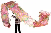 Dragon Dance Silk Outdoor Fitness Dragon Feather Pattern 3D Dragon Head Ribbon Streamer with Swing Rope Combo Dance Streamer for Folk Dance Shows (Color : D, Size : 8M)