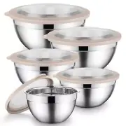 Onader Mixing Bowl Set of 5 for Kitchen Stainless Steel Metal Nesting Mixing ...