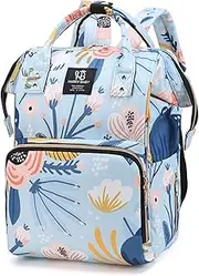 BAGFSHET Casual Print Lightweight Diaper Bag Backpack Anti Theft Travel Bag with Insulated Pockets Side Tissue Pocket