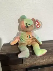 Ty Beanie Baby: Peace Bear 1996 - Multicolor - RARE - TAG MISPRINTS