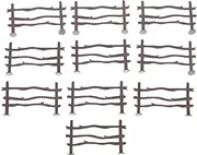Sosoport 2sets Fence Fence Ornaments Horse Fencing Miniature Picket Fence Garden Picket Fence Garden Border Edging Decor Fence Wire Fence Animals Fence Gate Brown 20pcs*2