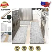 3-Piece Non-Slip Kitchen Rug Set - Versatile, Machine Washable Grey Mats