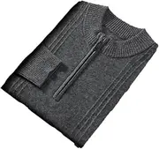 [Hamthuit] Men's Half Zipper Pullover Sweater Business Casual Knitwear Loose Sweater Mock Neck Soft Warm Pullover Jumpers