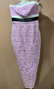 cynthia rowley orchid strapless eyelet pencil silk dress size 4 $448
