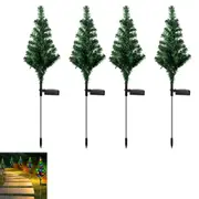 4pcs Christmas Tree Lights Solar Powered Christmas Yard Stake Lights for Outdoor Garden Decorations