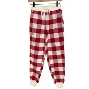 American Eagle Pajama Pants Women XXS Flannel Jogger PJ Red White Plaid Check