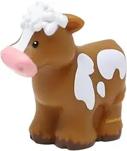 [Little People] Replacement Part for Collectible Fisher-Price Barnyard Farm Dollhouse Playset CBG45 - Replacement Brown and White Cow with Pink Nose Figure
