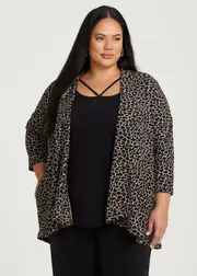 [Taking Shape] Taking Shape Elise Swing Cardigan Size 16 in Animal Print - Plus Size Women's Clothing Animal Print