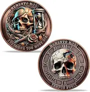 Memento Mori Coin – Skull Memento Vivere Coin Stoic EDC Challenge Coin (E)