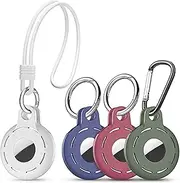 Migeec AirTag Holder Soft Silicone AirTag case 4 Pack AirTag Keychain Accessories Easy to Attach to Wallets, Keys, Pet Collars (White Green Blue Red)
