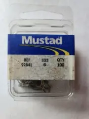 100 PACK NEW Fishing Mustad Bronze Bait Hook 92641 Size 6 Special 2 slice shaft