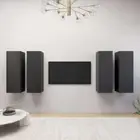 4pcs Wall-Mounted Wooden Cabinets TV Storage Unit Book Shelf Rack Cupboard Grey
