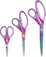 Titanium Softgrip Scissors Set for Sewing, Arts, Crafts, Office - Jubilee Yarn - 1 Set of 3 - Purple