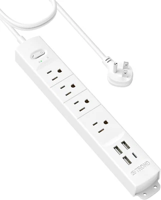 Surge Protector Power Strip with USB, Ultra Thin Flat Plug 6Ft Extension Cord 16